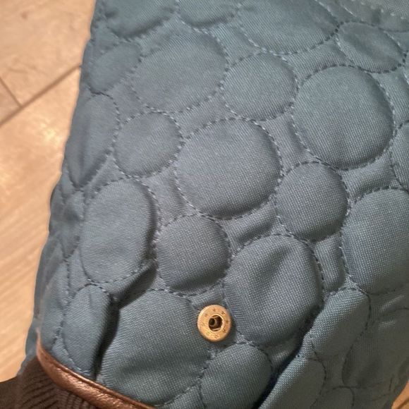 THIRTY-ONE Quilted Backpack Hunter Green w/ Removable Straps & Brown Trim - Picture 5 of 11